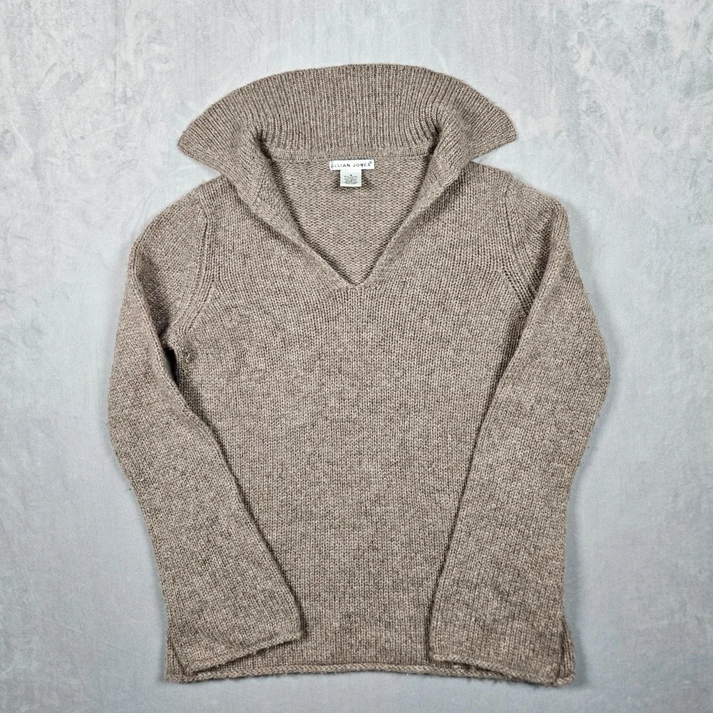 Jillian Jones Sweater Womens Small Brown‎ Lambswool Blend V-Neck Classic Cottage
